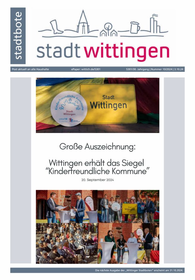 Wittinger Stadtbote Titelblatt 10/2024