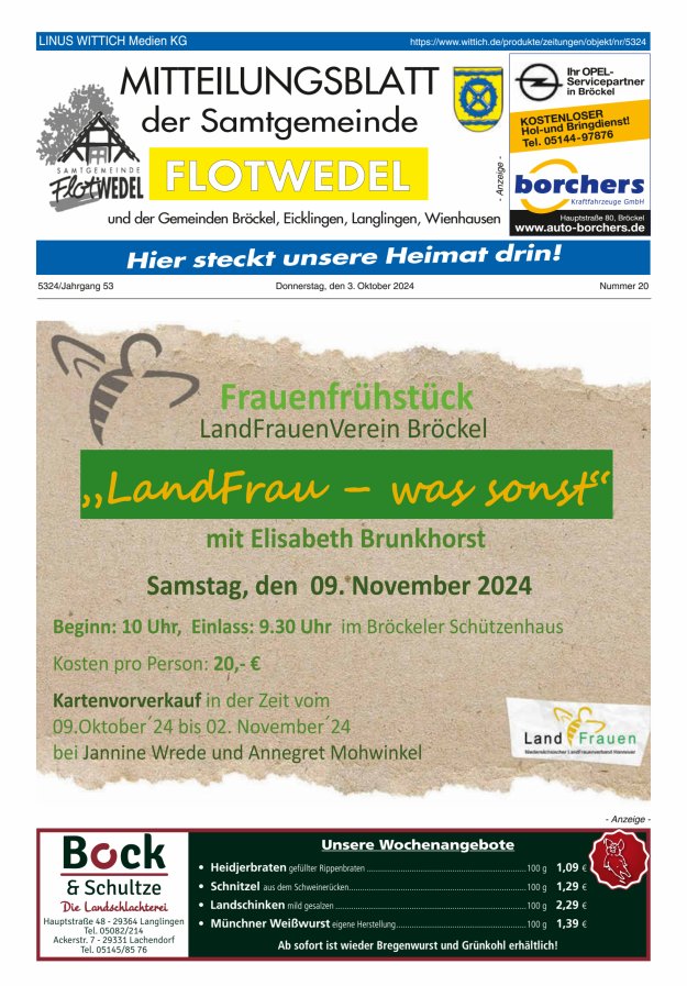 Mitteilungsblatt der Samtgemeinde Flotwedel Titelblatt 20/2024