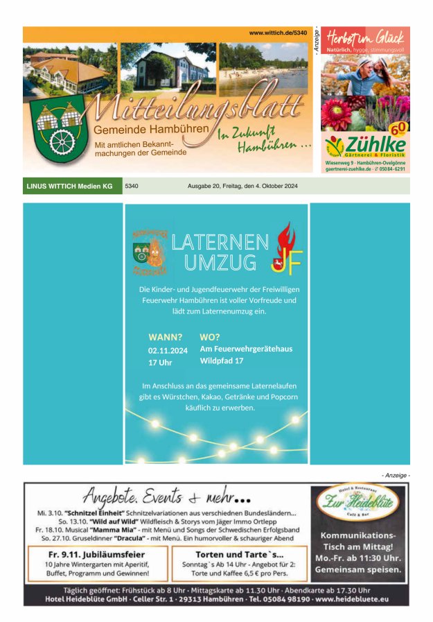 Mitteilungsblatt der Gemeinde Hambühren Titelblatt 20/2024