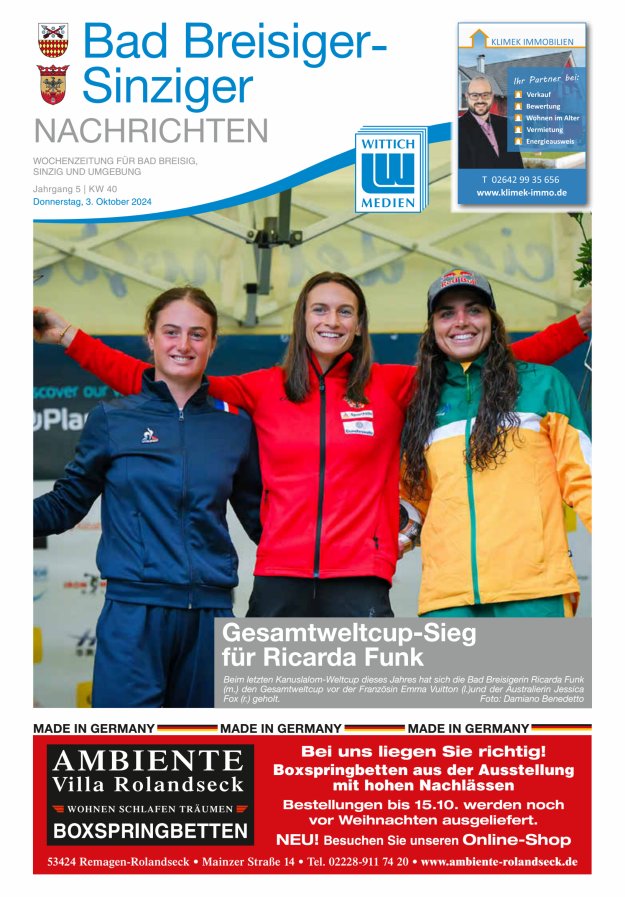 Bad Breisiger-Sinziger Nachrichten Titelblatt 40/2024