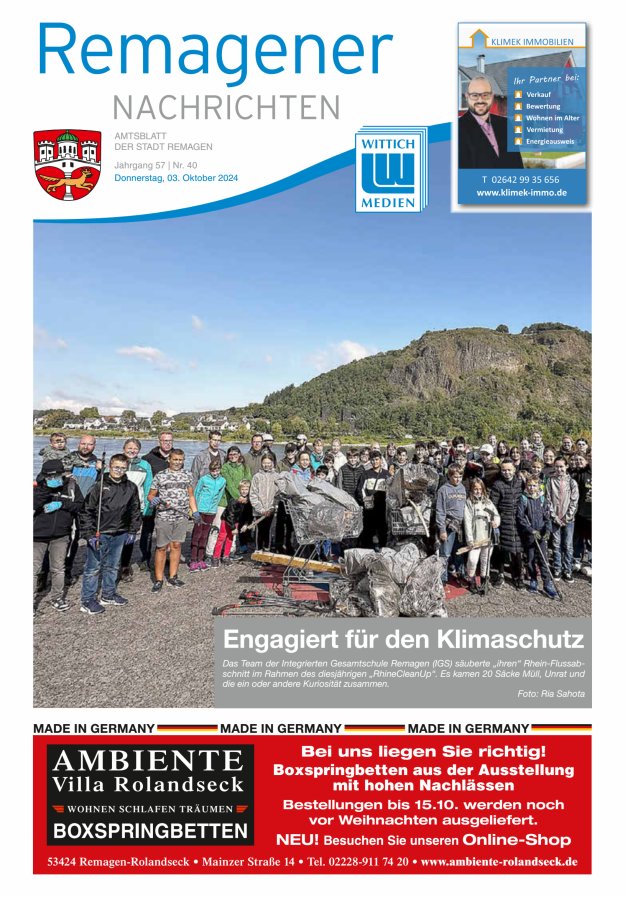 Remagener Nachrichten Titelblatt 40/2024