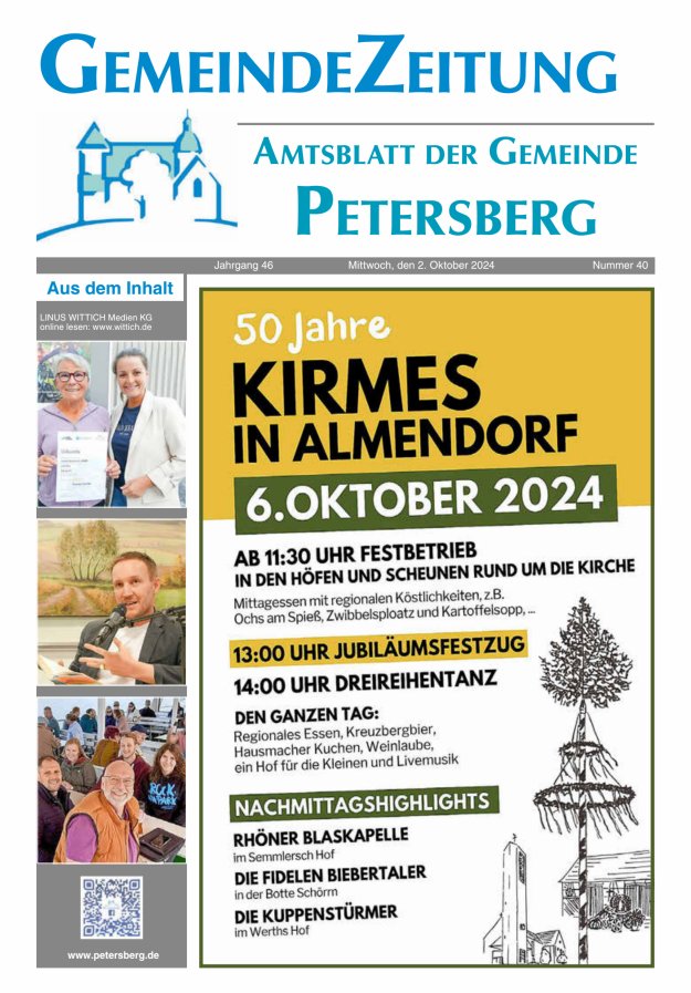 Amtsblatt Blickpunkt Petersberg Titelblatt 40/2024