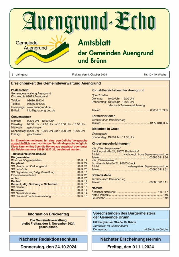 Auengrund-Echo Titelblatt 10/2024