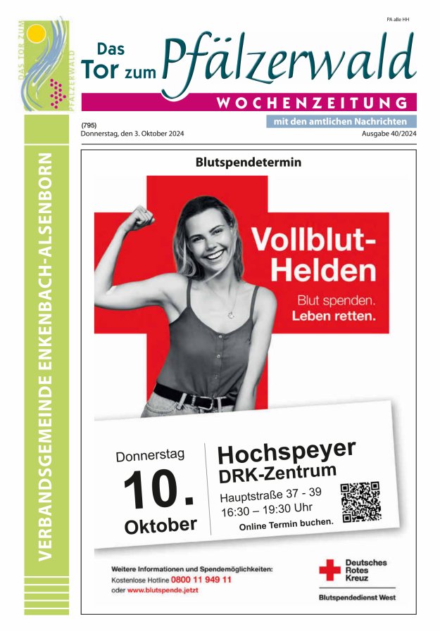 Das Tor zum Pfälzer Wald - VG Enkenbach-Alsenborn Titelblatt 40/2024