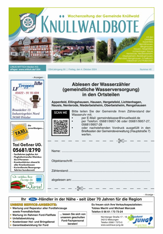 Knüllwaldbote Titelblatt 40/2024