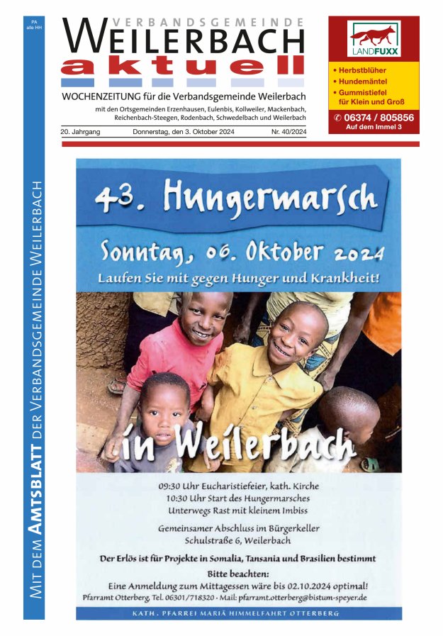 Verbandsgemeinde Weilerbach aktuell Titelblatt 40/2024