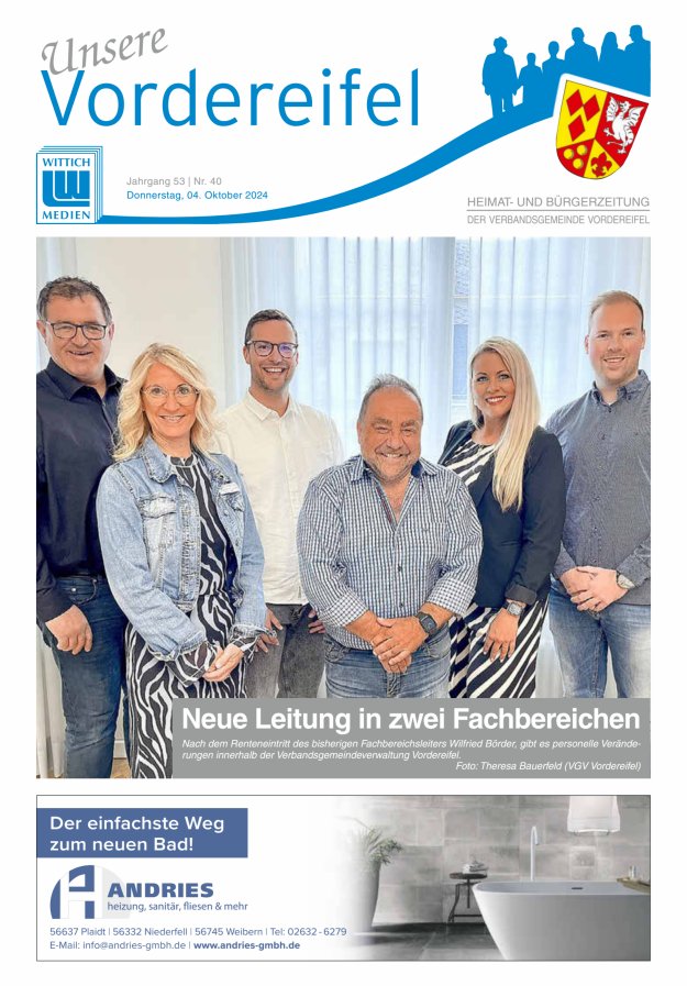 Mitteilungsblatt Vordereifel - Heimat- u Bürgerzeitung der VG Vordereifel Titelblatt 40/2024