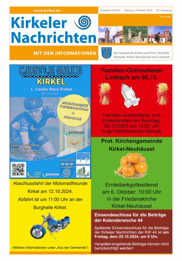 Kirkeler Nachrichten Titelblatt 40/2024