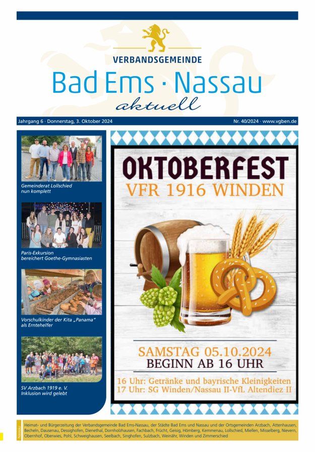 Bad Ems-Nassau aktuell Ausgabe Nassau Titelblatt 40/2024