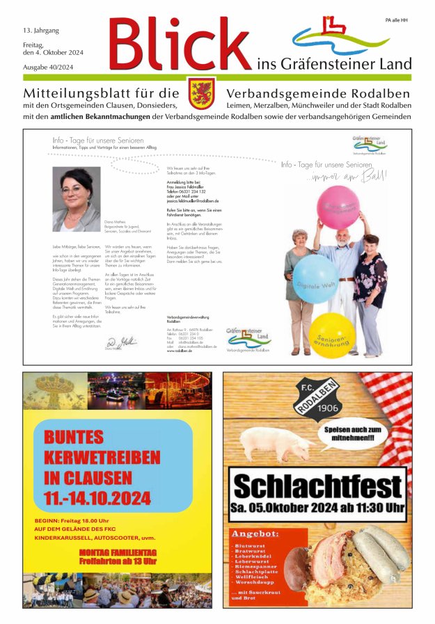 Blick ins Gräfensteiner Land VG Rodalben Titelblatt 40/2024