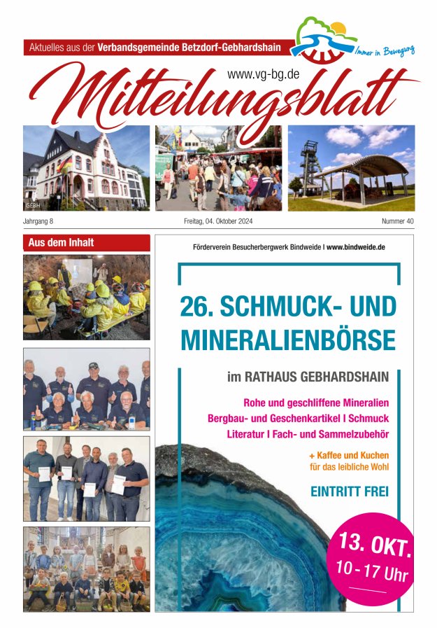 Aktuelles aus der VG Betzdorf-Gebhardshain Ausgabe Gebhardshain Titelblatt 40/2024