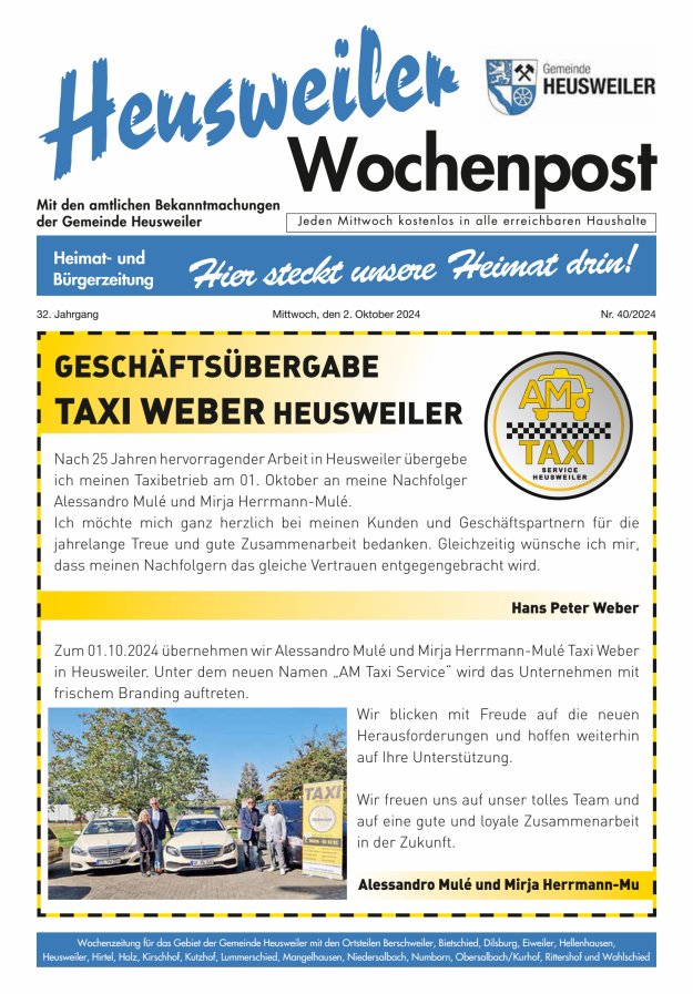 Heusweiler Wochenpost Titelblatt 40/2024