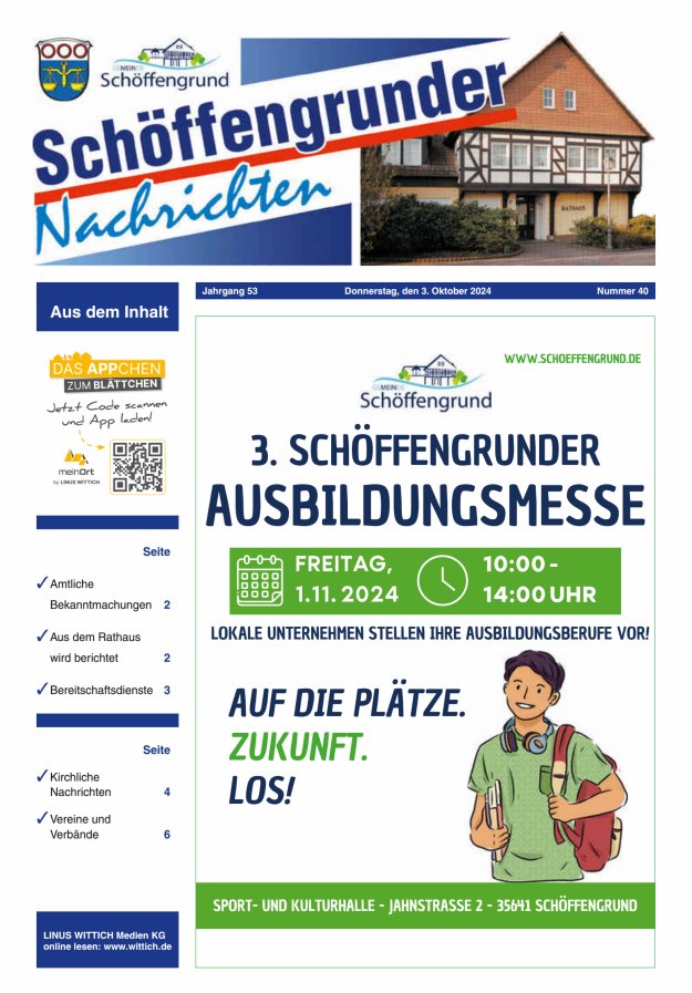 Schöffengrunder Nachrichten Titelblatt 40/2024