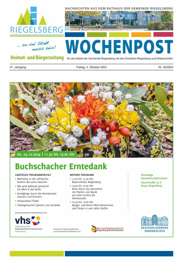 Riegelsberger Wochenpost Titelblatt 40/2024