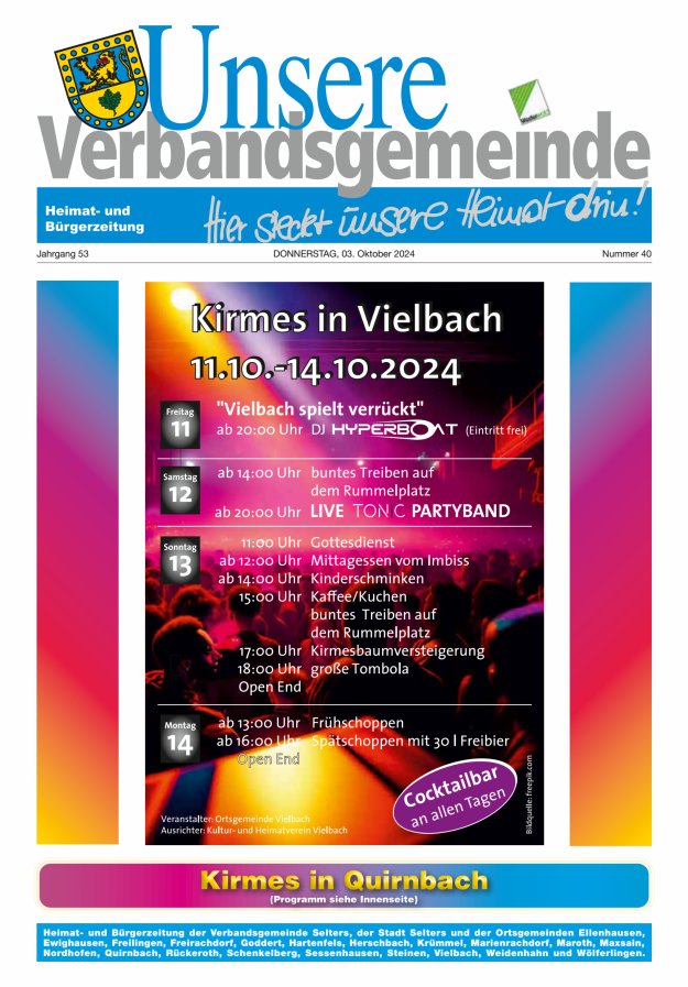 Unsere Verbandsgemeinde Selters Ww Titelblatt 40/2024