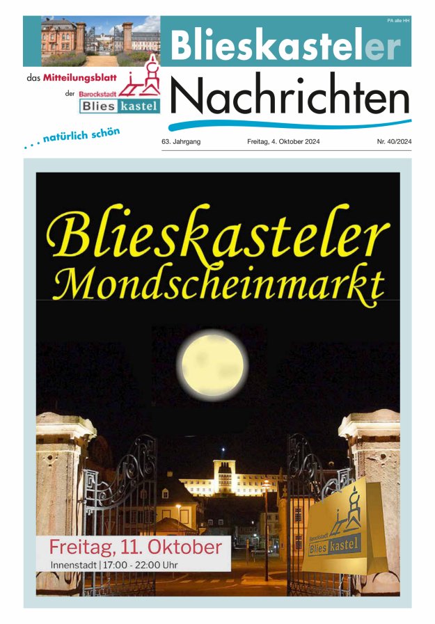 Blieskasteler Nachrichten  Titelblatt 40/2024
