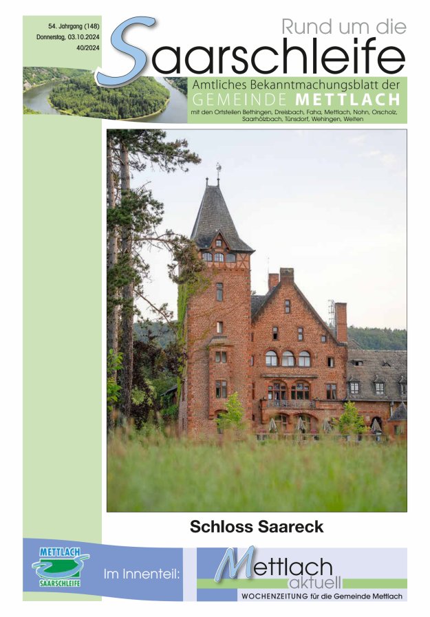 Rund um die Saarschleife Gemeinde Mettlach Titelblatt 40/2024