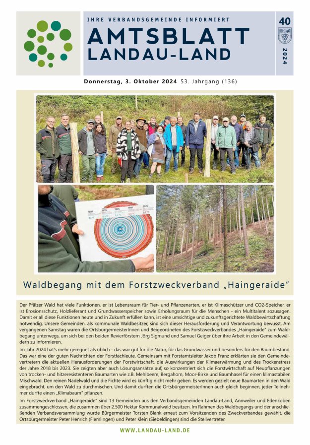 Amtsblatt VG Landau-Land Titelblatt 40/2024