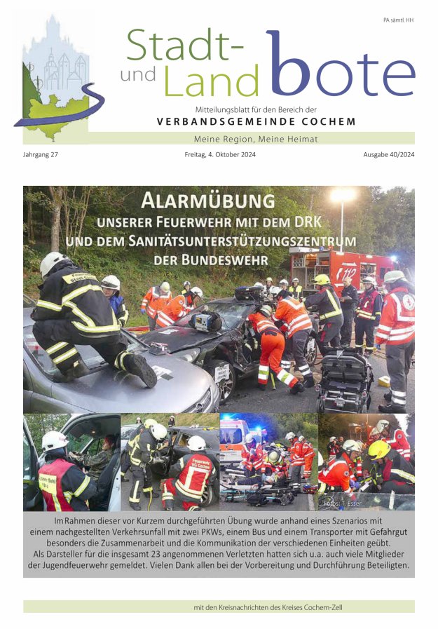 Stadt- und Landbote VG Cochem Titelblatt 40/2024