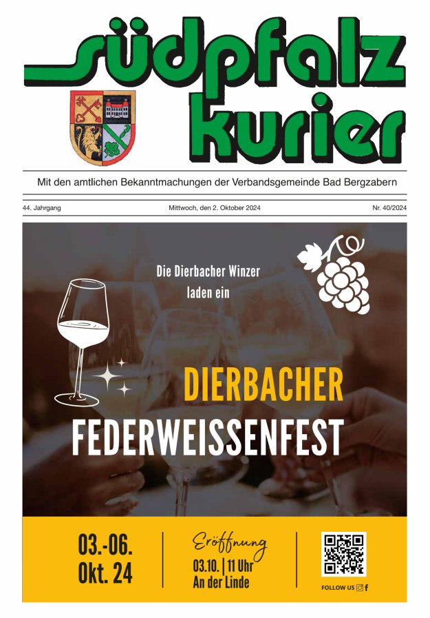 Südpfalz Kurier - VG Bad Bergzabern Titelblatt 40/2024