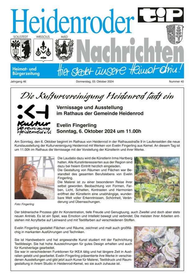 "tip" Heidenroder Nachrichten Titelblatt 40/2024