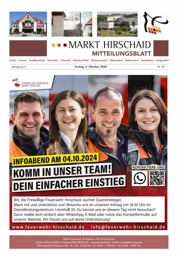 Mitteilungsblatt Markt Hirschaid Titelblatt 40/2024