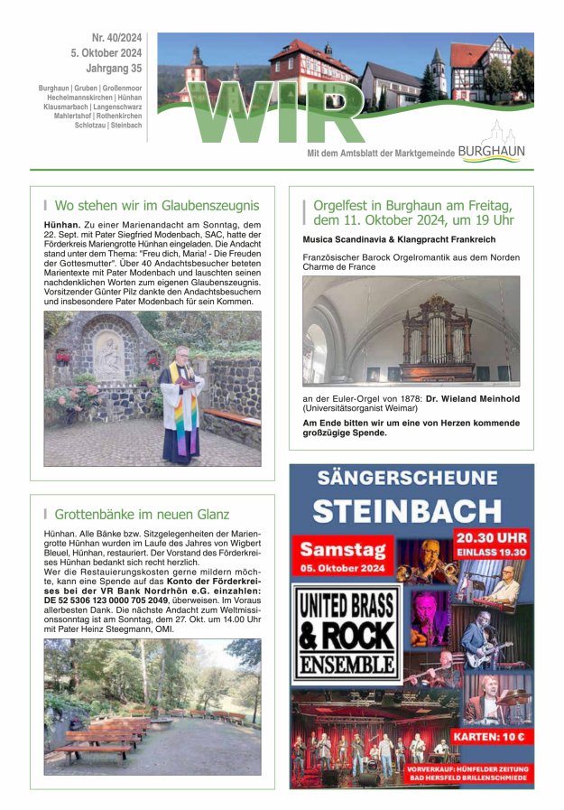 WIR - mit Amtsblatt der Marktgemeinde Burghaun Titelblatt 40/2024