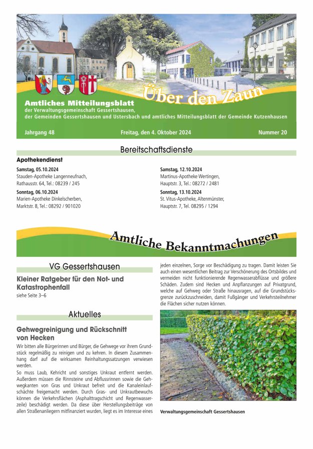 Über den Zaun Titelblatt 20/2024