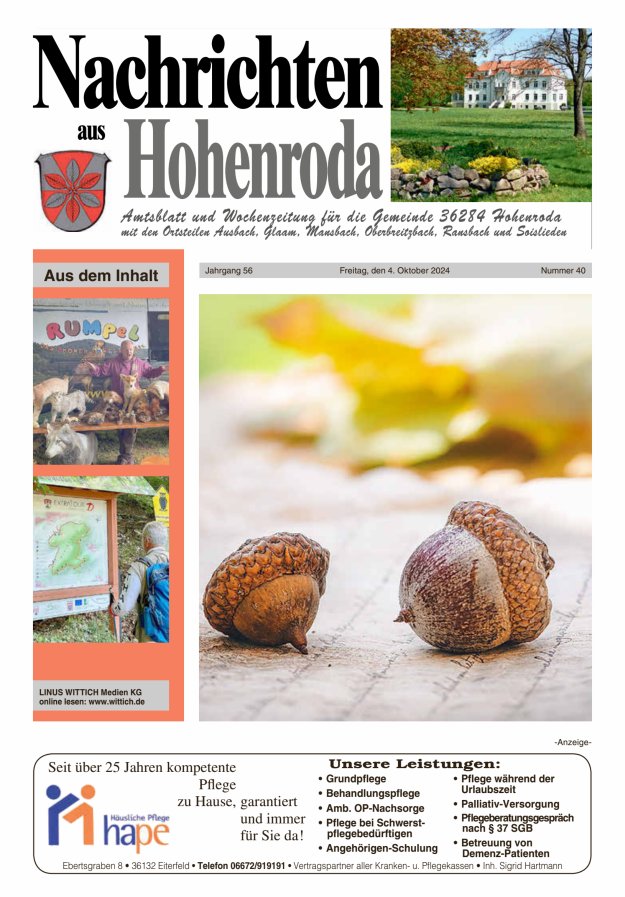 Nachrichten aus Hohenroda Titelblatt 40/2024