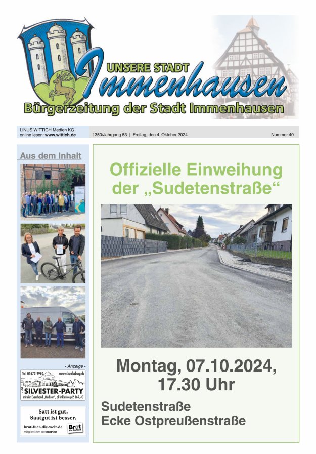 Unsere Stadt Immenhausen Titelblatt 40/2024