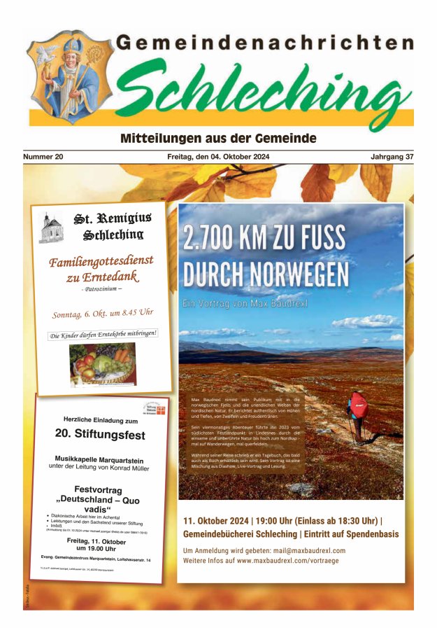Gemeindenachrichten Schleching Titelblatt 20/2024