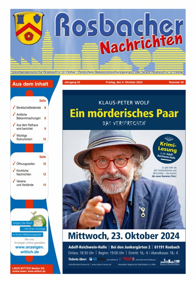 Rosbacher Nachrichten Titelblatt 40/2024