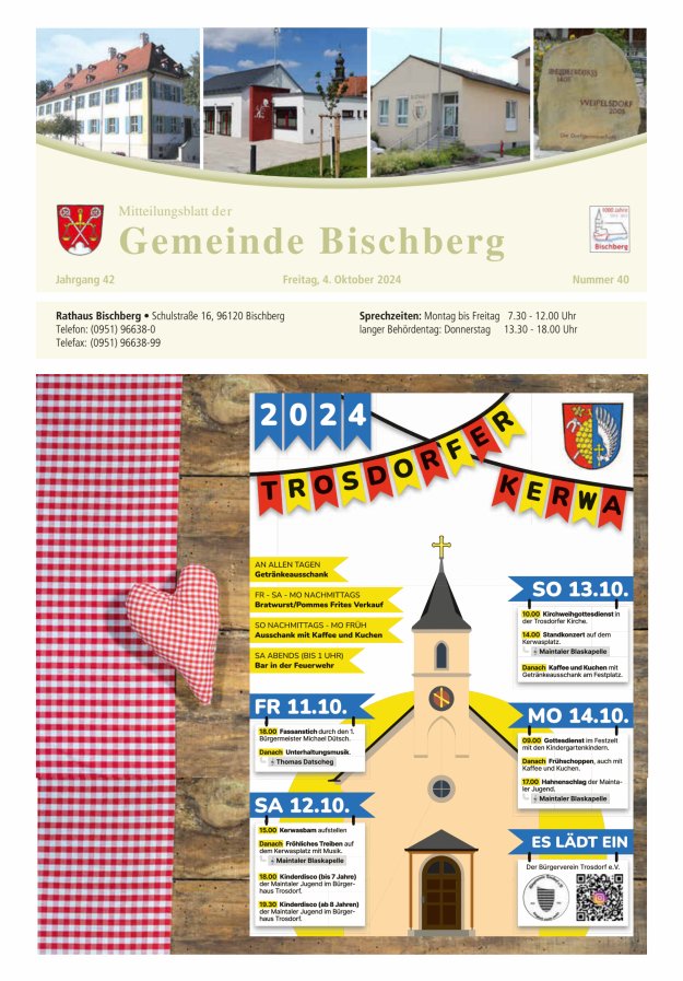 Mitteilungsblatt der Gemeinde Bischberg Titelblatt 40/2024