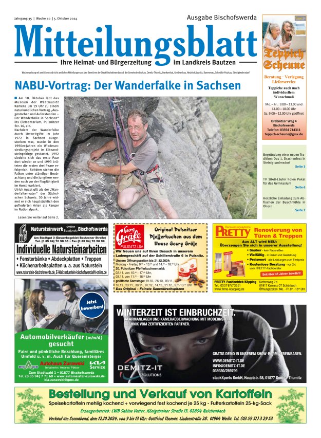 Mitteilungsblatt LK Bautzen Ausgabe Bischofswerda Titelblatt 39/2024