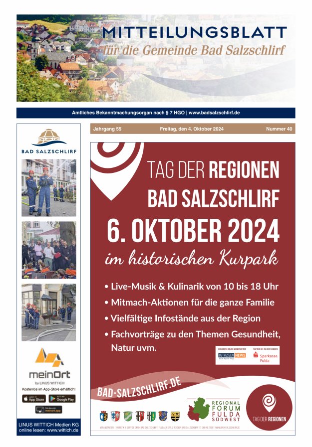 Amtliches Bekanntmachungsorgan der Gemeinde Bad Salzschlirf Titelblatt 40/2024