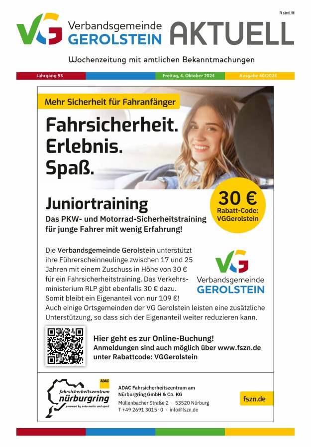 Verbandsgemeinde Gerolstein aktuell Titelblatt 40/2024