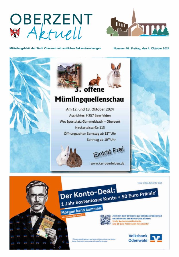 Oberzent aktuell Titelblatt 40/2024