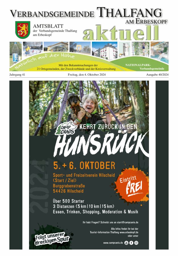 Thalfang aktuell - Amtsblatt VG Thalfang Titelblatt 40/2024