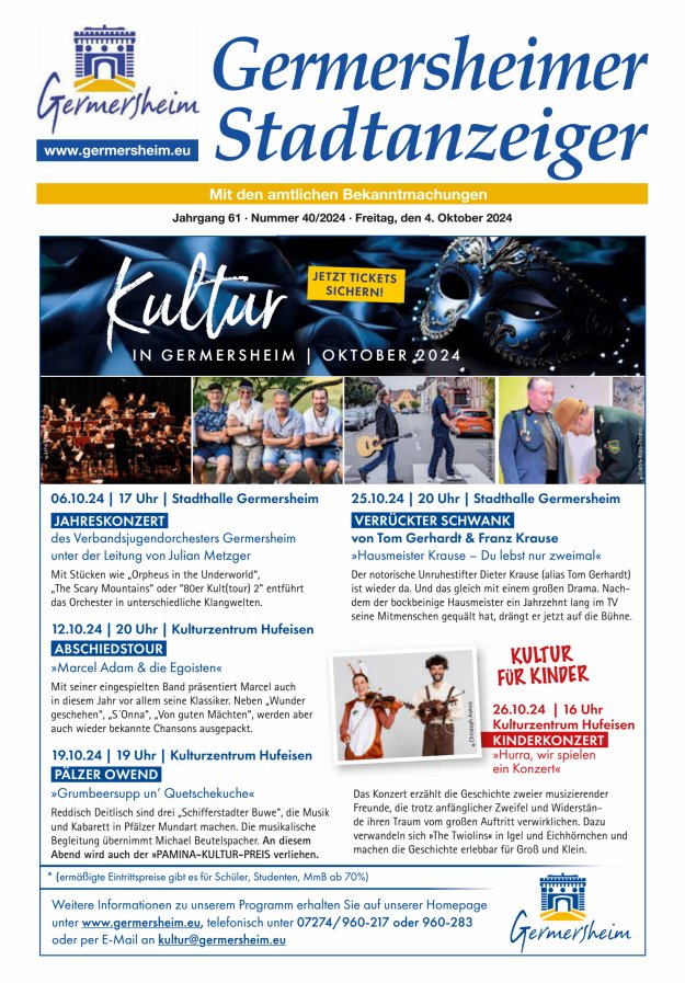 Germersheimer Stadtanzeiger Titelblatt 40/2024