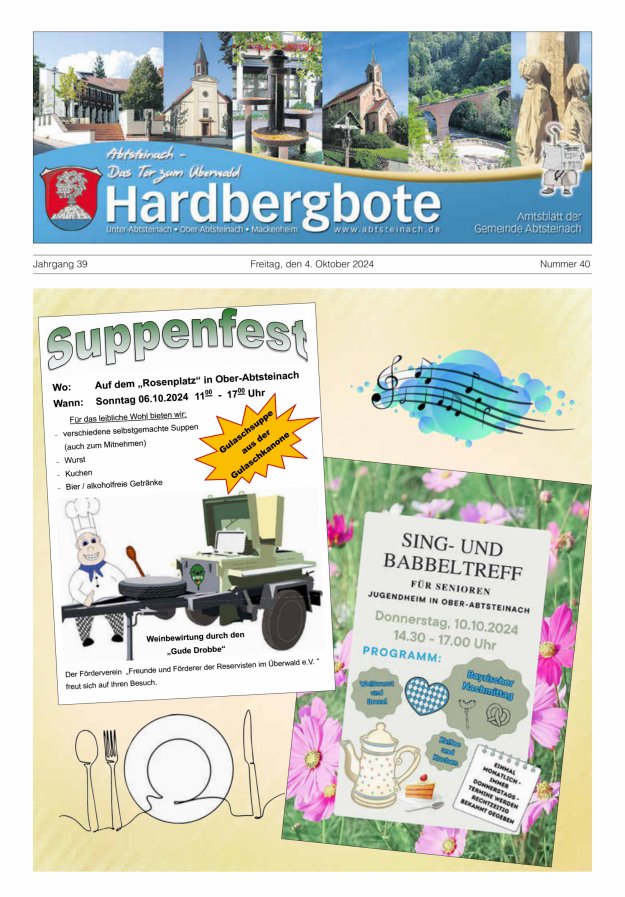 Hardbergbote - Mitteilungsblatt der Gemeinde Abtsteinach Titelblatt 40/2024