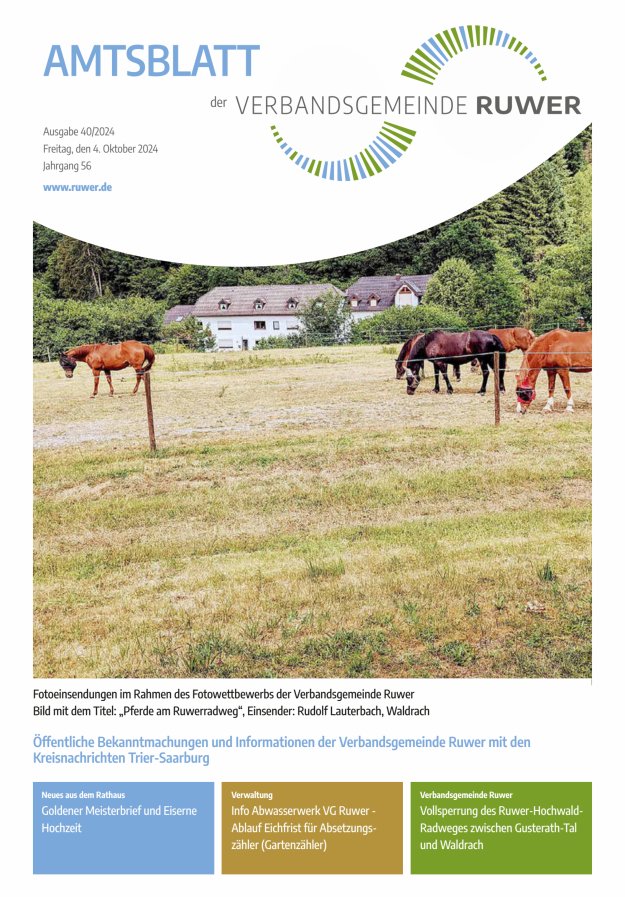 Amtsblatt VG Ruwer Titelblatt 40/2024