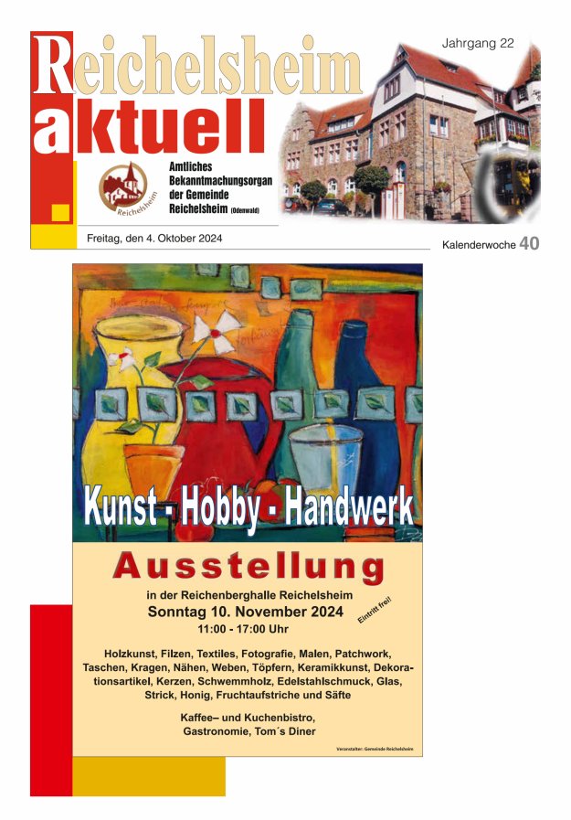 Reichelsheim aktuell - Amtsblatt der Gemeinde Reichelsheim(Odenwald) Titelblatt 40/2024