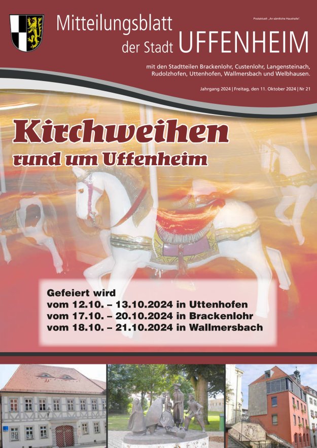 Mitteilungsblatt der Stadt Uffenheim Titelblatt 21/2024