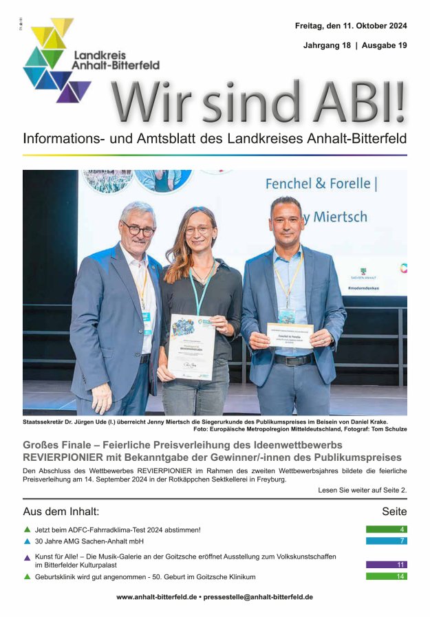 Informations- und Amtsblatt des LK Anhalt-Bitterfeld Titelblatt 19/2024
