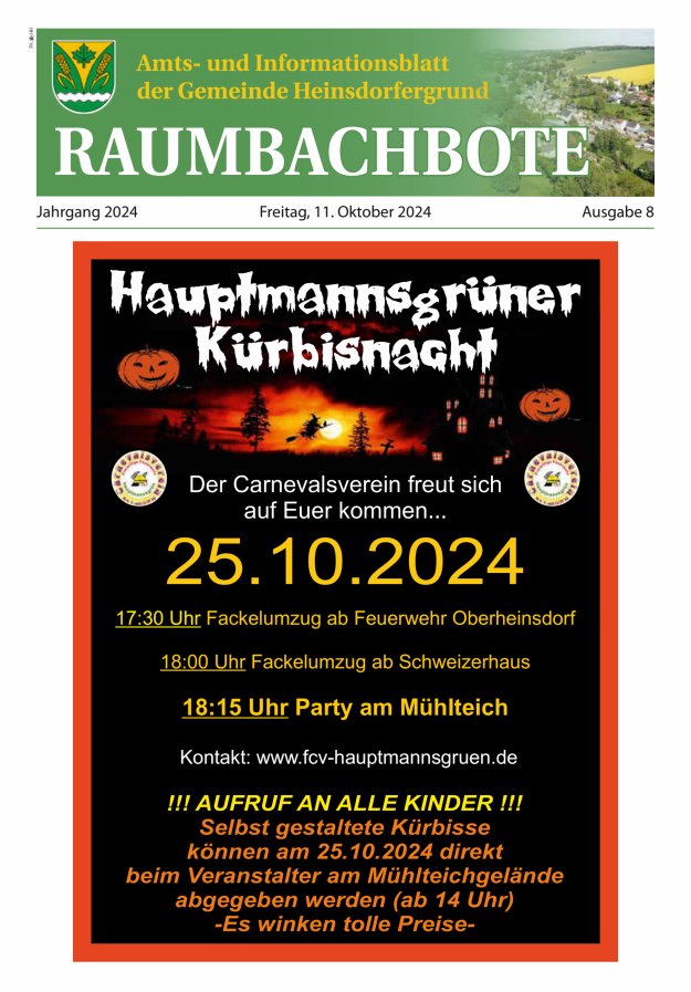 Raumbachbote – Amt- und Informationsblatt der Gemeinde Heinsdorfergrund Titelblatt 08/2024