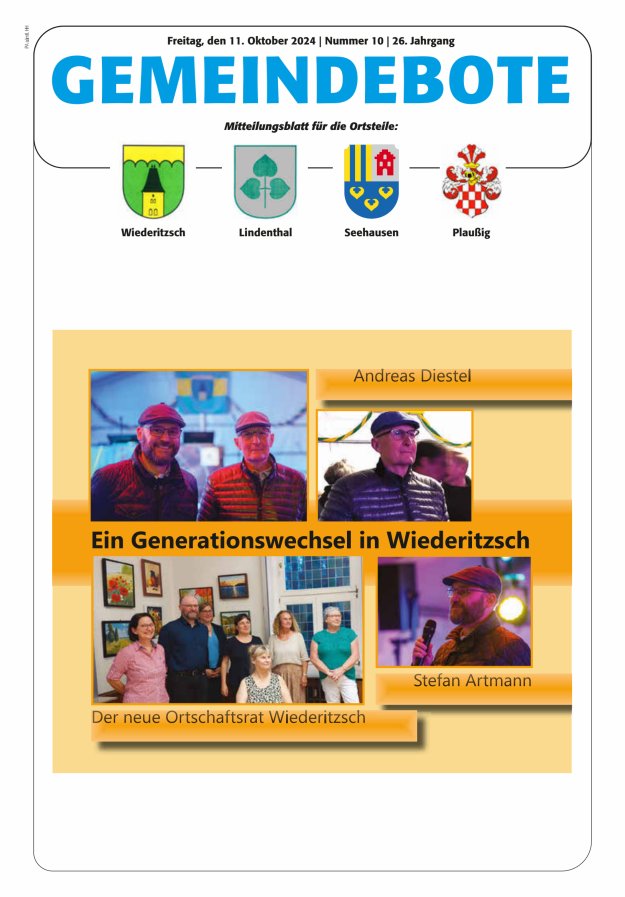 Gemeindebote - Mitteilungsblatt für die Ortsteile Titelblatt 10/2024