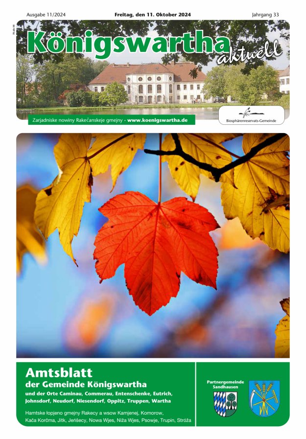 Königswartha aktuell - Amtsblatt der Gemeinde Königswartha Titelblatt 11/2024