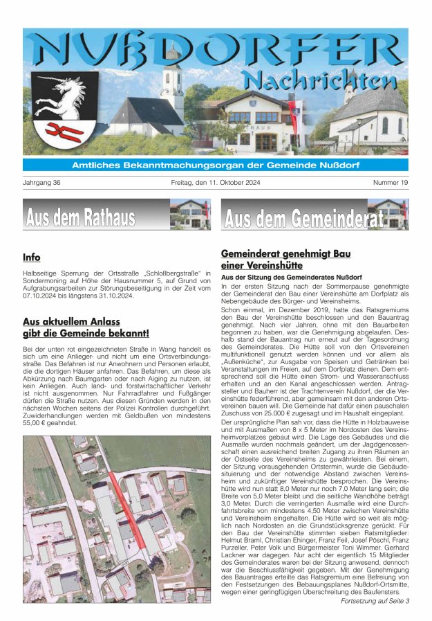 Nußdorfer Nachrichten Titelblatt 19/2024
