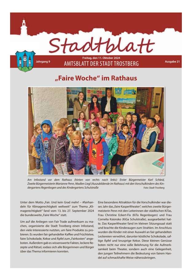 Stadtblatt Trostberg an der Alz Titelblatt 21/2024