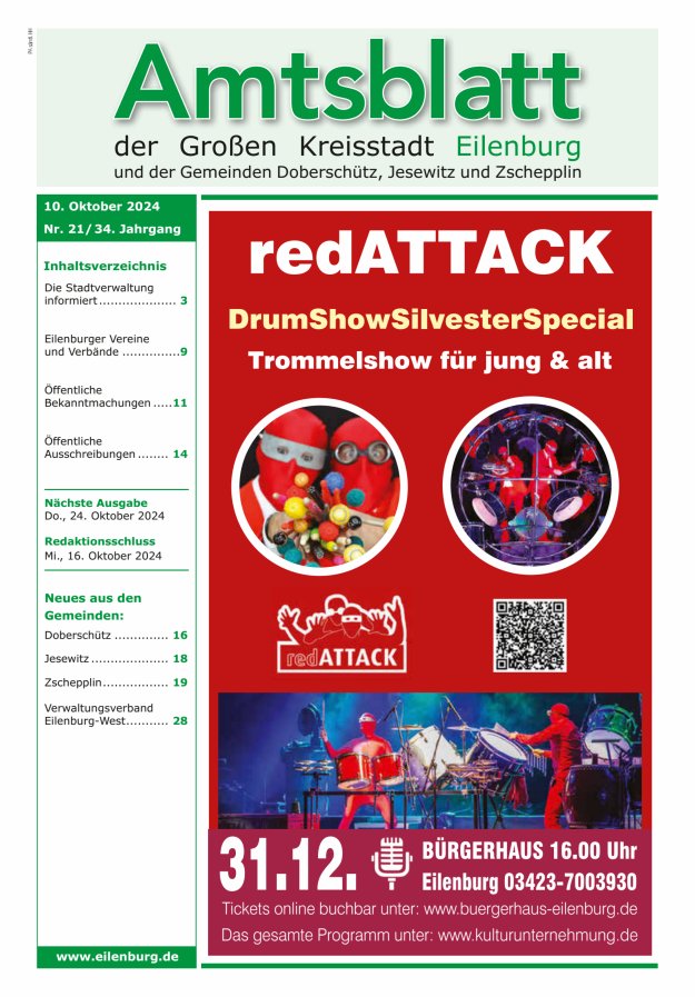 Muldespiegel und Amtsblatt der Großen Kreisstadt Eilenburg und der Gemeinden Titelblatt 21/2024